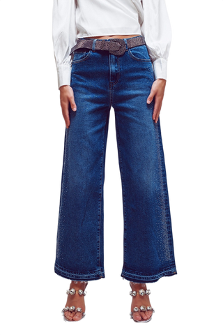 Wide Leg Diamante  Jeans