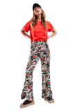 Wide Leg Pants in Beige Paisley Floral