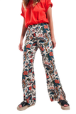 Wide Leg Pants in Beige Paisley Floral