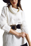 Wide Sweater With Bardot Neck in White