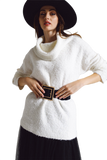 Wide Sweater With Bardot Neck in White