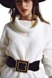 Wide Sweater With Bardot Neck in White