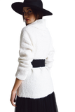 Wide Sweater With Bardot Neck in White