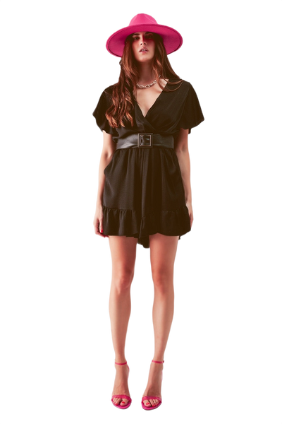 Wrap Front Frill Hem Jumpsuit