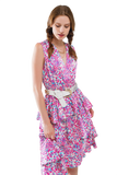 Wrap Front Midid Dress With Tiered Skirt in Multicolor Animal Print