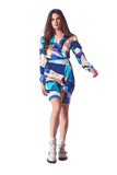 Wrap Short Abstract Dress in Blue