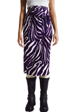 Wrap Skirt With Gathered Detail at the Side in Purple and Cream Zebra Print