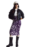 Wrap Skirt With Gathered Detail at the Side in Purple and Cream Zebra Print